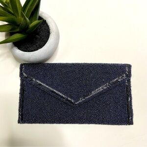 WALLACE VINTAGE Beaded Envelope Clutch Blue
